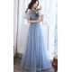 A-Line Sparkly Beaded Long Blue Prom Dresses Formal Evening Party Dresses XP101039