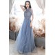 A-Line Sparkly Beaded Long Blue Prom Dresses Formal Evening Party Dresses XP101039