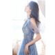 A-Line Sparkly Beaded Long Blue Prom Dresses Formal Evening Party Dresses XP101039