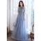 A-Line Sparkly Beaded Long Blue Prom Dresses Formal Evening Party Dresses XP101039