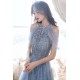 A-Line Sparkly Beaded Long Blue Prom Dresses Formal Evening Party Dresses XP101039