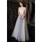 A-Line Gray Blue Tulle Long Prom Dresses Formal Evening Party Dresses XP101043