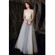 A-Line Gray Blue Tulle Long Prom Dresses Formal Evening Party Dresses XP101043