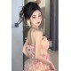 Affordable Long Pink Prom Dresses Formal Evening Party Dresses with Flowers XP101051