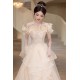 A-Line Champagne Off the Shoulder Long Prom Dresses Formal Evening Party Dresses XP101052