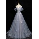 A-Line Gray Blue Off the Shoulder Sparkle Prom Dresses Formal Evening Party Dresses XP101053 A-Line Gray Blue Off the Shoulder Sparkle Prom Dresses Formal Evening Party Dresses XP101053