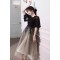 A-Line Lace and Sequins Tulle Prom Dresses Formal Evening Party Dresses with 3D Flowers XP101054