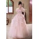 A-Line Long Pink Sparkle Tulle Prom Dresses Formal Evening Party Dresses XP101056