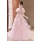 A-Line Long Pink Sparkle Tulle Prom Dresses Formal Evening Party Dresses XP101056