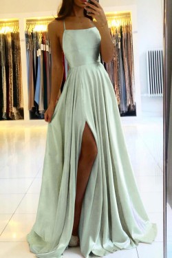 A-Line Simple Long Green Prom Dresses Formal Evening Party Dresses XP101064