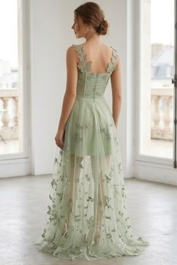 A-Line Long Green Floral Lace Sweetheart Sleeveless Butterfly Prom Dresses Formal Evening Party Dresses XP101065 A-Line Long Green Floral Lace Sweetheart Sleeveless Butterfly Prom Dresses Formal Evening Party Dresses XP101065