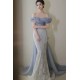 Elegant Mermaid Gray Blue Off the Shoulder Long Prom Dresses Formal Evening Party Dresses XP101068