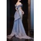 Elegant Mermaid Gray Blue Off the Shoulder Long Prom Dresses Formal Evening Party Dresses XP101068