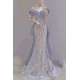 Elegant Mermaid Gray Blue Off the Shoulder Long Prom Dresses Formal Evening Party Dresses XP101068