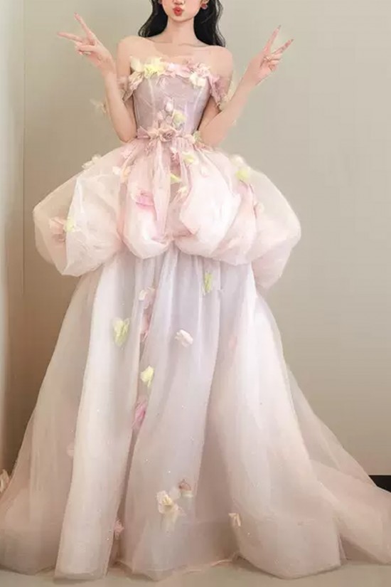 Gorgeous Fairy Off the Shoulder Long Prom Dresses Formal Evening Party Dresses with 3D Flowers XP101071 Gorgeous Fairy Off the Shoulder Long Prom Dresses Formal Evening Party Dresses with 3D Flowers XP101071