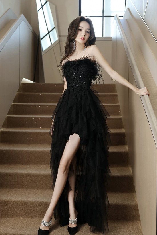 Affordable Fairy Strapless White Prom Dresses Formal Evening Party Dresses with Feather XP101072 Affordable Fairy Strapless White Prom Dresses Formal Evening Party Dresses with Feather XP101072