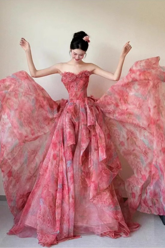 A-Line Flower Fairy Pink Ruffles Long Prom Dresses Formal Evening Party Dresses XP101073 A-Line Flower Fairy Pink Ruffles Long Prom Dresses Formal Evening Party Dresses XP101073