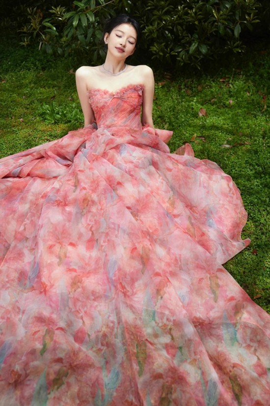 A-Line Flower Fairy Pink Ruffles Long Prom Dresses Formal Evening Party Dresses XP101073 A-Line Flower Fairy Pink Ruffles Long Prom Dresses Formal Evening Party Dresses XP101073