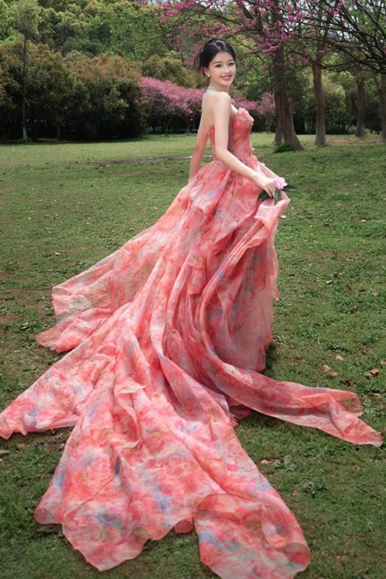 A-Line Flower Fairy Pink Ruffles Long Prom Dresses Formal Evening Party Dresses XP101073 A-Line Flower Fairy Pink Ruffles Long Prom Dresses Formal Evening Party Dresses XP101073