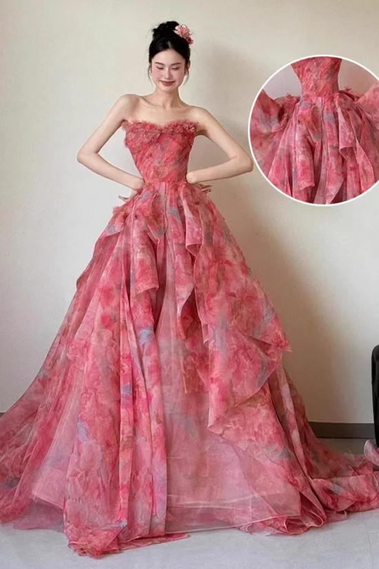 A-Line Flower Fairy Pink Ruffles Long Prom Dresses Formal Evening Party Dresses XP101073 A-Line Flower Fairy Pink Ruffles Long Prom Dresses Formal Evening Party Dresses XP101073