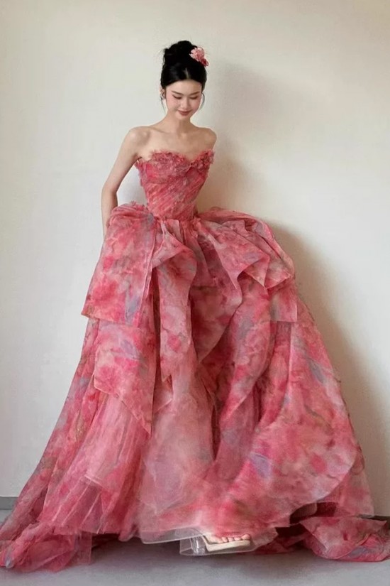 A-Line Flower Fairy Pink Ruffles Long Prom Dresses Formal Evening Party Dresses XP101073 A-Line Flower Fairy Pink Ruffles Long Prom Dresses Formal Evening Party Dresses XP101073