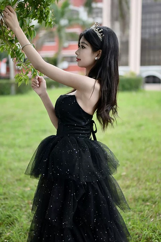 Affordable Long Black Sparkle Tulle Prom Dresses Formal Evening Party Dresses XP101079 Affordable Long Black Sparkle Tulle Prom Dresses Formal Evening Party Dresses XP101079