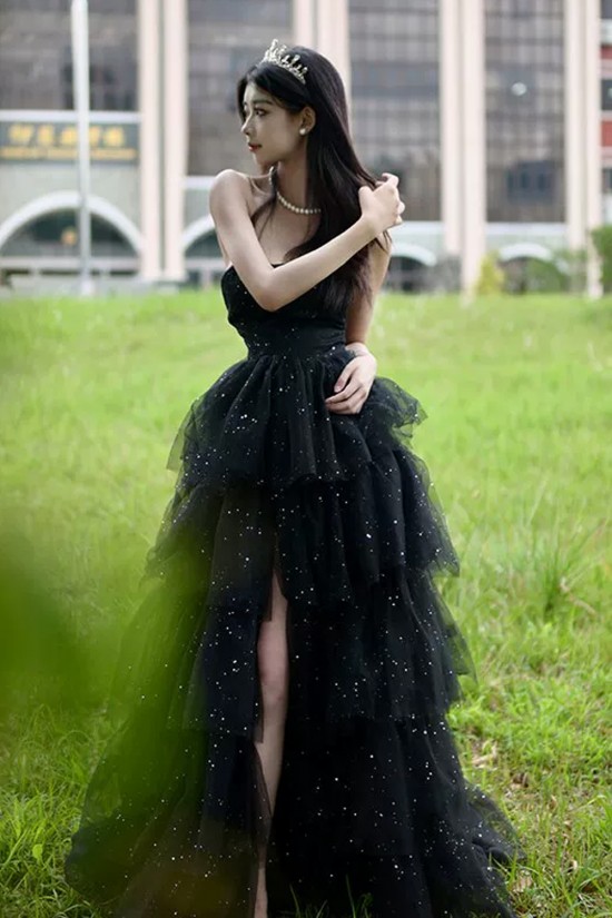 Affordable Long Black Sparkle Tulle Prom Dresses Formal Evening Party Dresses XP101079 Affordable Long Black Sparkle Tulle Prom Dresses Formal Evening Party Dresses XP101079