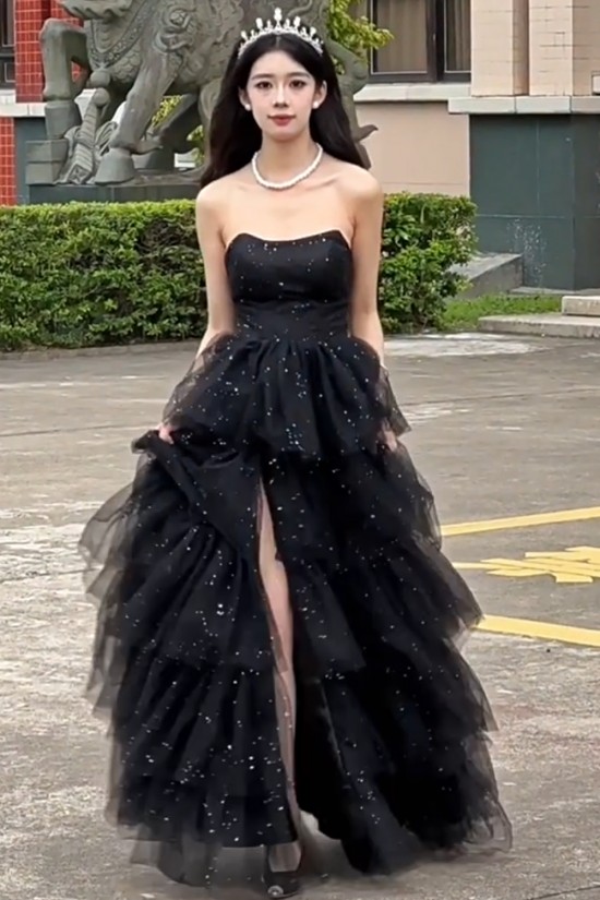 Affordable Long Black Sparkle Tulle Prom Dresses Formal Evening Party Dresses XP101079 Affordable Long Black Sparkle Tulle Prom Dresses Formal Evening Party Dresses XP101079