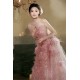 A-Line Fairy Pink Long Prom Dresses Formal Evening Party Dresses with 3D Flowers XP101082 A-Line Fairy Pink Long Prom Dresses Formal Evening Party Dresses with 3D Flowers XP101082