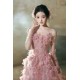 A-Line Fairy Pink Long Prom Dresses Formal Evening Party Dresses with 3D Flowers XP101082 A-Line Fairy Pink Long Prom Dresses Formal Evening Party Dresses with 3D Flowers XP101082