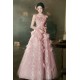 A-Line Fairy Pink Long Prom Dresses Formal Evening Party Dresses with 3D Flowers XP101082 A-Line Fairy Pink Long Prom Dresses Formal Evening Party Dresses with 3D Flowers XP101082