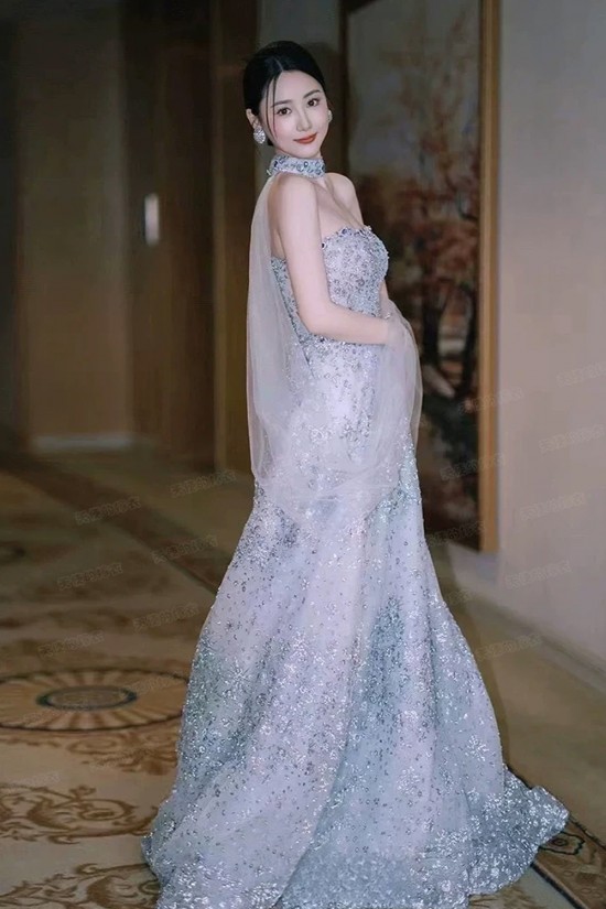 A-Line Beaded Strapless Silver Long Prom Dresses Formal Evening Party Dresses XP101083