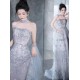 A-Line Beaded Strapless Silver Long Prom Dresses Formal Evening Party Dresses XP101083
