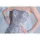 A-Line Beaded Strapless Silver Long Prom Dresses Formal Evening Party Dresses XP101083