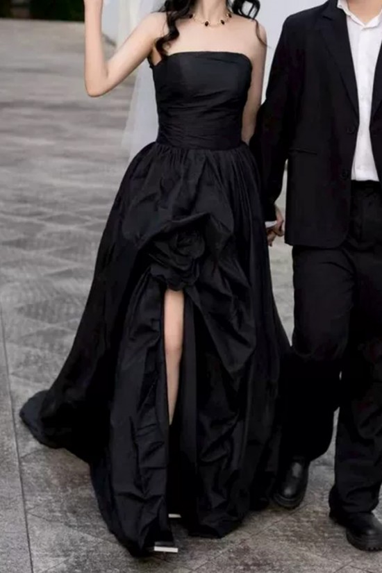 High Low Black Strapless Prom Dresses Formal Evening Party Dresses XP101085 High Low Black Strapless Prom Dresses Formal Evening Party Dresses XP101085