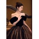 A-Line Black Gold Off the Shoulder Long Prom Dresses Formal Evening Party Dresses XP101089