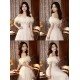 A-Line Champagne Sequins Tulle Prom Dresses Formal Evening Party Dresses with 3D Flowers XP101091 A-Line Champagne Sequins Tulle Prom Dresses Formal Evening Party Dresses with 3D Flowers XP101091