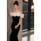 Elegant Mermaid Long Black Velvet Prom Dresses Formal Evening Party Dresses XP101093