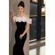 Elegant Mermaid Long Black Velvet Prom Dresses Formal Evening Party Dresses XP101093