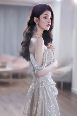 Long Silver Off the Shoulder Sparkle Prom Dresses Formal Evening Party Dresses XP101094 Long Silver Off the Shoulder Sparkle Prom Dresses Formal Evening Party Dresses XP101094
