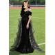 Elegant Long Black Mermaid Sequins and Tulle Prom Dresses Formal Evening Party Dresses XP101097