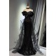 Elegant Long Black Mermaid Sequins and Tulle Prom Dresses Formal Evening Party Dresses XP101097