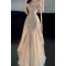 Elegant Long Champagne Mermaid Sequins and Tulle Off the Shoulder Prom Dresses Formal Evening Party Dresses XP101098