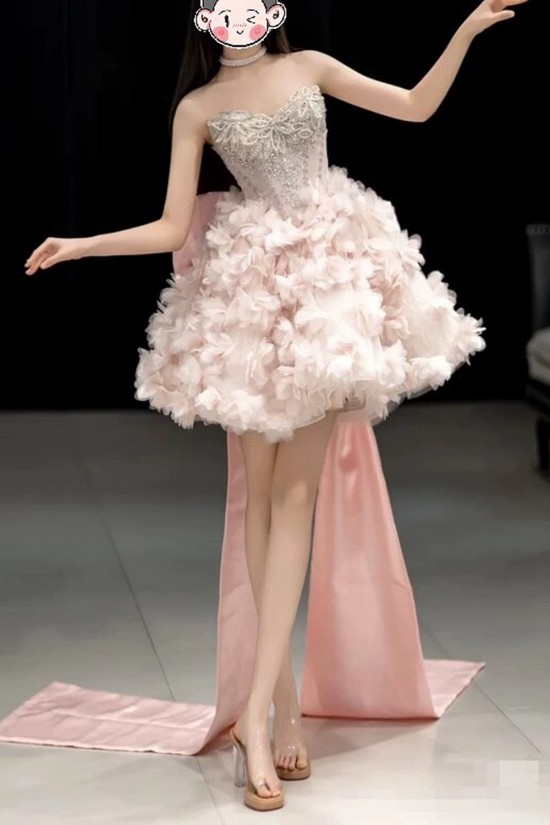 Affordable Fairy Beaded Short Pink Prom Dresses Homecoming Cocktail Birthday Party Dresses XP101103