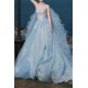 Affordable Long Light Blue Fairy Tulle Prom Dresses Formal Evening Party Dresses XP101115