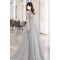 A-Line Off the Shoulder Silver Long Prom Dresses Formal Evening Party Dresses XP101117