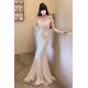 Elegant Mermaid Off the Shoulder Sequins Long Prom Dresses Formal Evening Party Dresses XP101118