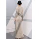 Elegant Long Sleeves Sequins V Neck Long Prom Dresses Formal Evening Party Dresses XP101119
