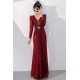 Elegant Long Sleeves Sequins V Neck Long Prom Dresses Formal Evening Party Dresses XP101119